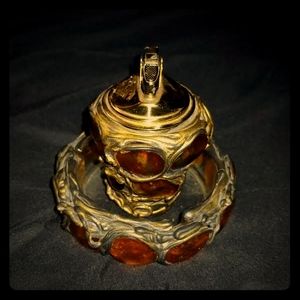 Rare Trench art lite ashtray amber